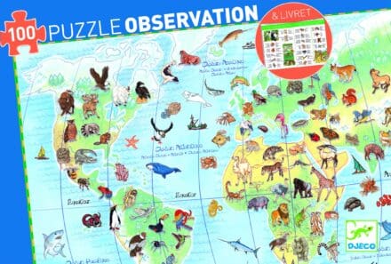 Puzzle observation - Animaux du monde + livre 100 pcs