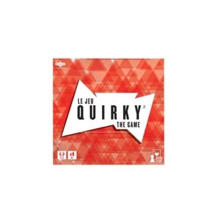 Boîte du jeu de société Quirky avec design géométrique rouge