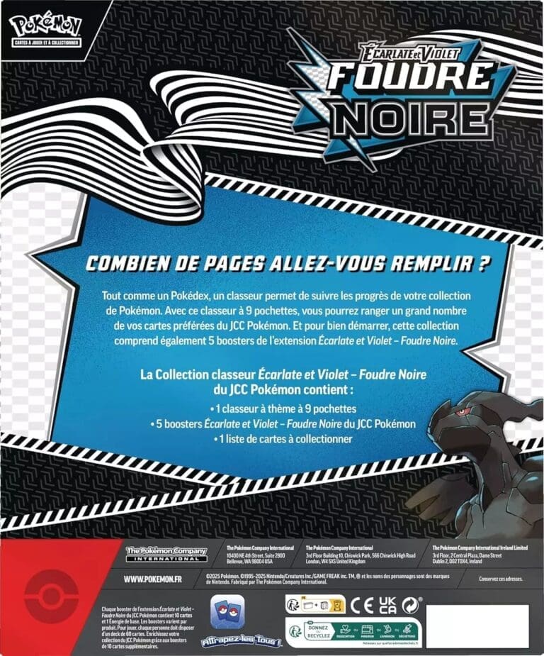Pokémon EV10.5 : Portfolio A4 + 5 Boosters Pokémon Foudre Noire