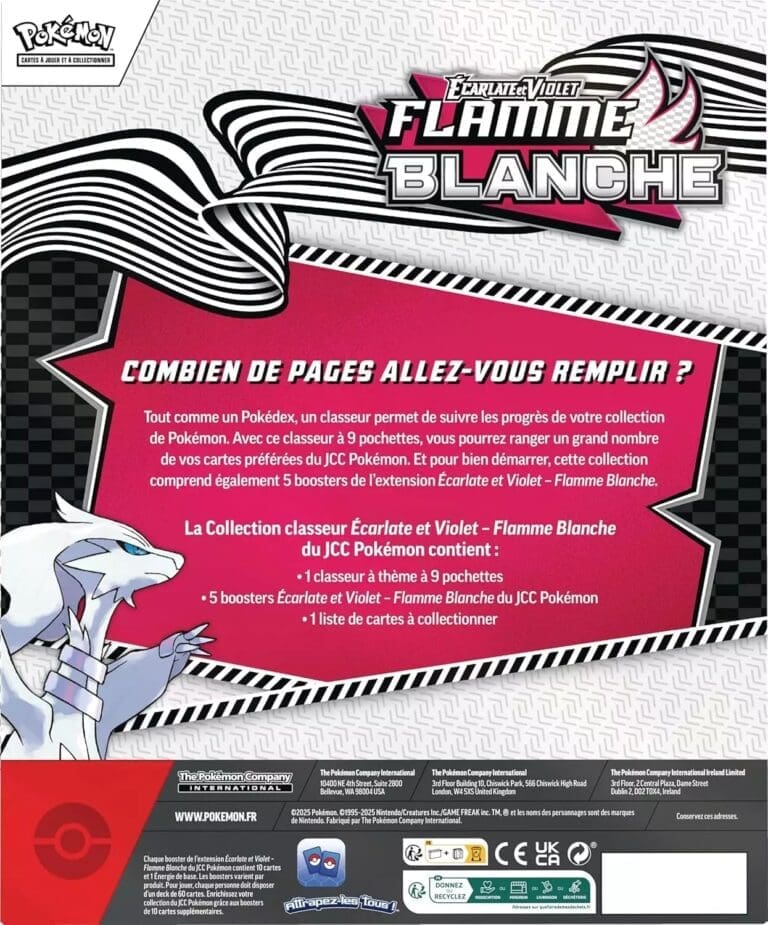 Pokémon EV10.5 : Portfolio A4 + 5 Boosters Pokémon Flamme Blanche