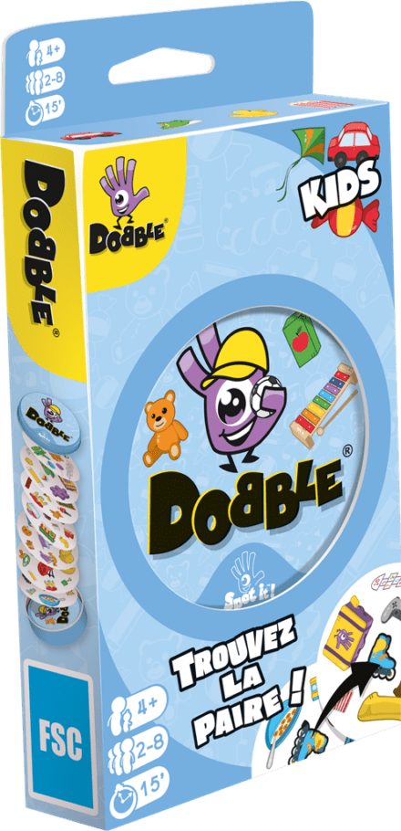 Boîte du jeu Dobble Kids colorée