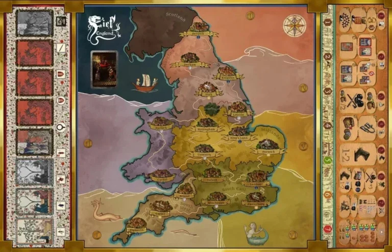 Carte médiévale de l’Angleterre pour jeu de société