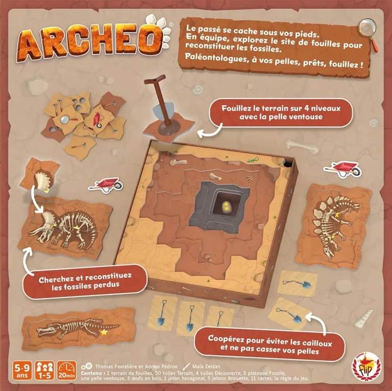 Jeu de fouilles archéologiques pour enfants, reconstituer des fossiles.