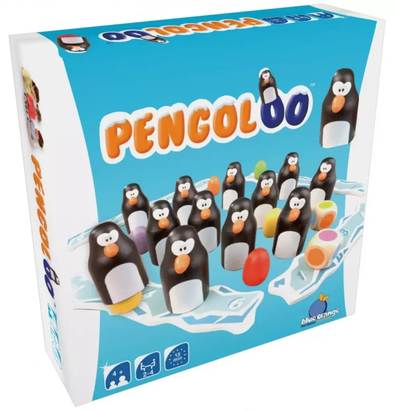 Boîte du jeu de société Pengoloo avec pingouins.