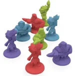 Figurines colorées de personnages préhistoriques.