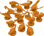 Figurines orange de dinosaures pour jeu de société