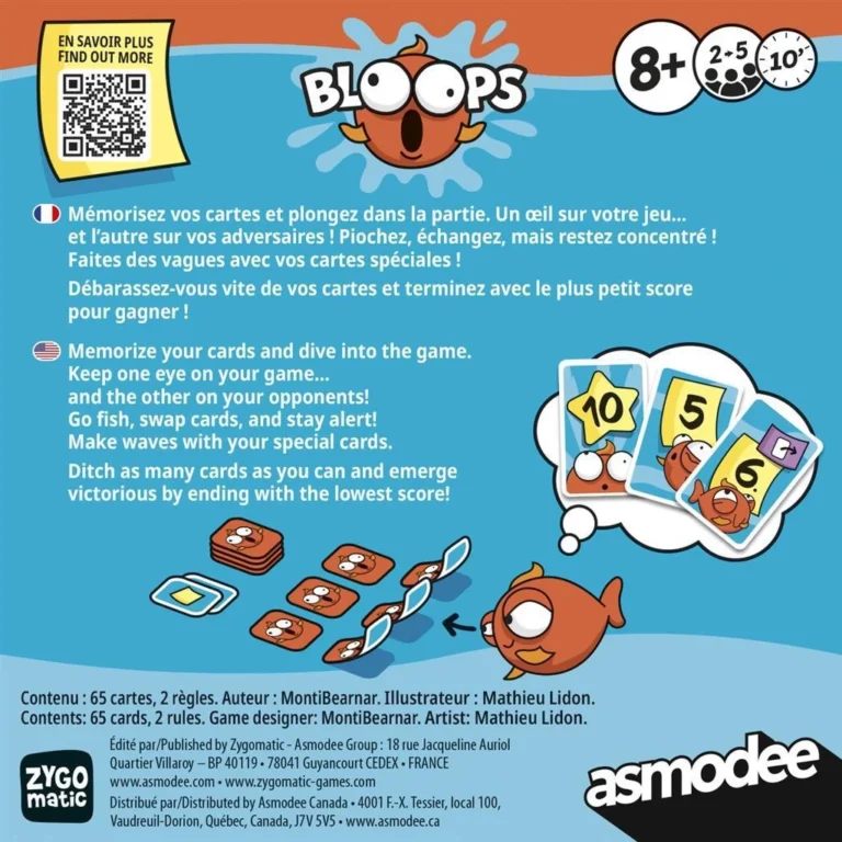 Jeu de cartes familial Bloops par Asmodee.