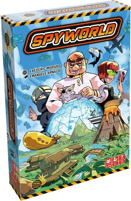 Boîte du jeu de société SpyWorld illustrée
