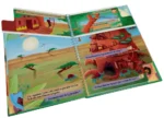 Livre illustré interactif ouvert sur savane africaine