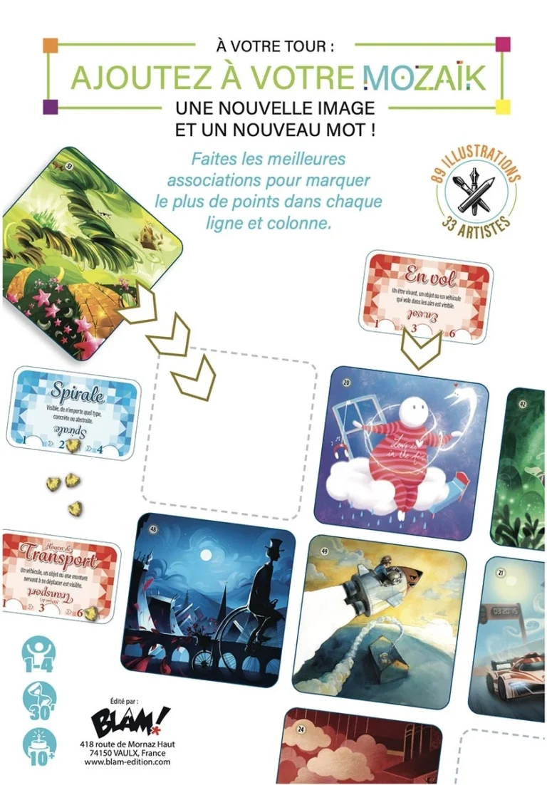 Affiche jeu de société cartes illustrées colorées