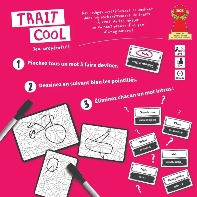 Boîte du jeu coopératif Trait Cool rose