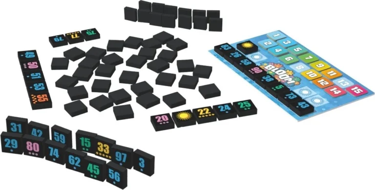 Jeu de société avec tuiles numérotées colorées