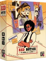 Boîte du jeu Red Notice illustrée style rétro
