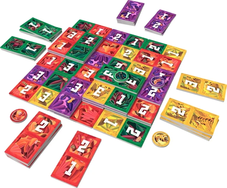 Jeu de société coloré avec cartes numérotées