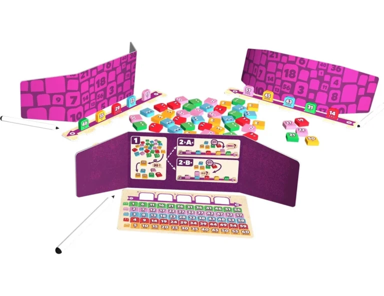 Jeu de société avec tuiles numérotées colorées