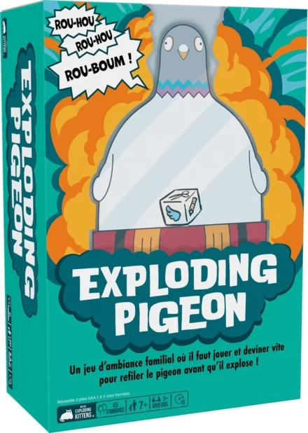 Boîte du jeu Exploding Pigeon avec pigeon cartoon