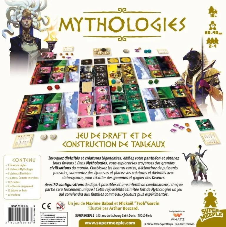 Jeu de société Mythologies avec plateau et cartes