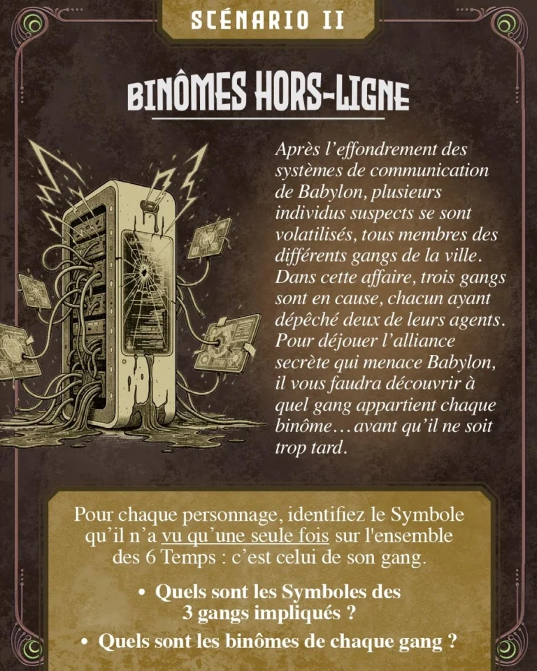 Affiche Scénario II Binômes hors-ligne serveur endommagé