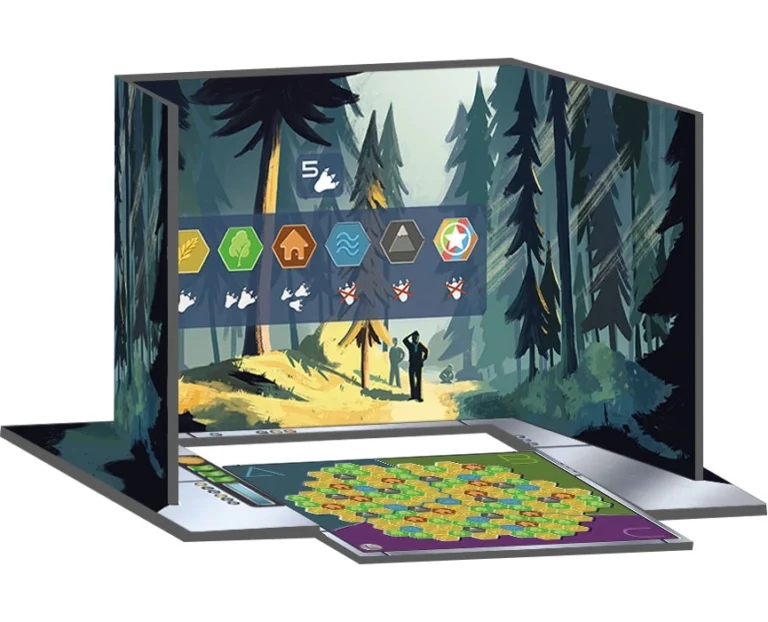 Jeu de société stratégique thème forêt hexagonal