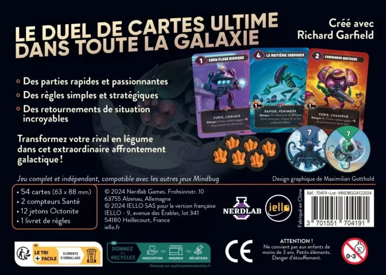 Dos de boîte du jeu Mindbug galactique