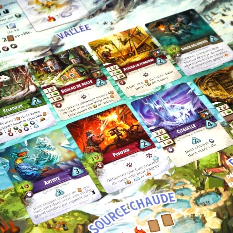 Cartes colorées d’un jeu de société fantastique