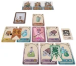 Cartes de jeu de société illustrées disposées