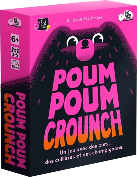 Boîte du jeu Poum Poum Crounch rose et noire