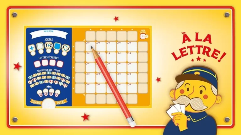 Plateau de jeu de lettres avec crayon