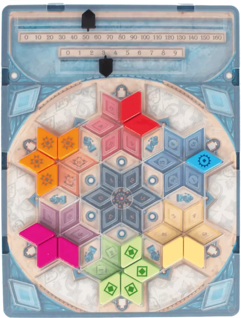 Plateau de jeu coloré avec tuiles hexagonales