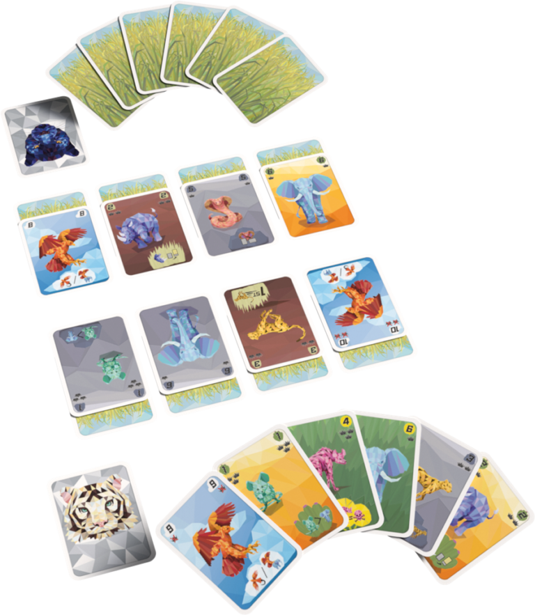 Jeu de cartes avec animaux et créatures colorées