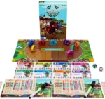 Jeu de société Long Shot avec plateau hippodrome coloré