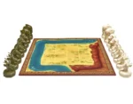 Carte ancienne avec statues ornementales bronze et ivoire