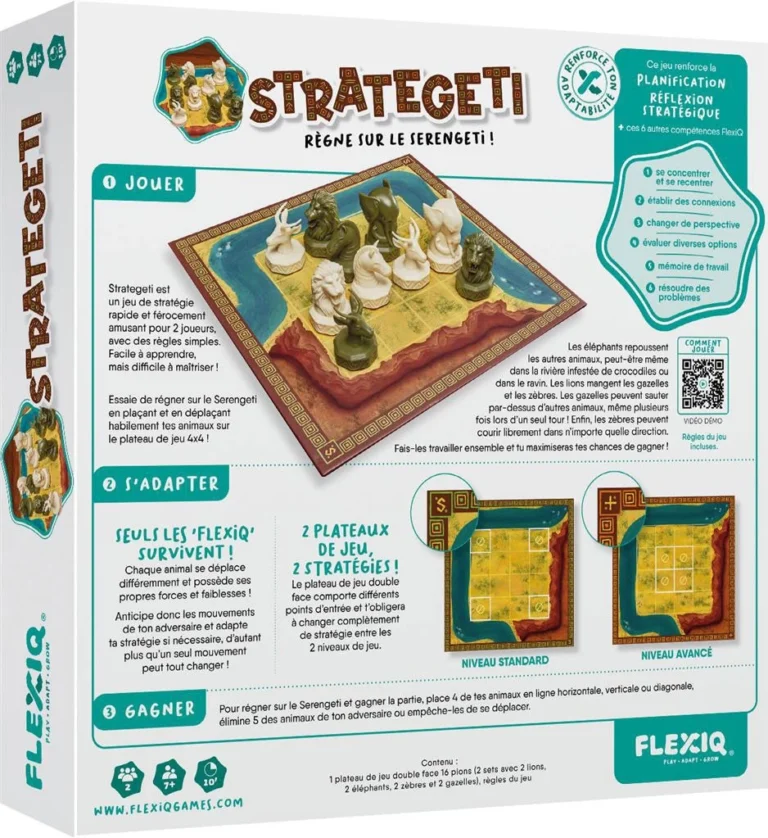 Boîte de jeu Strategeti, jeu de stratégie avec plateau de jeu coloré