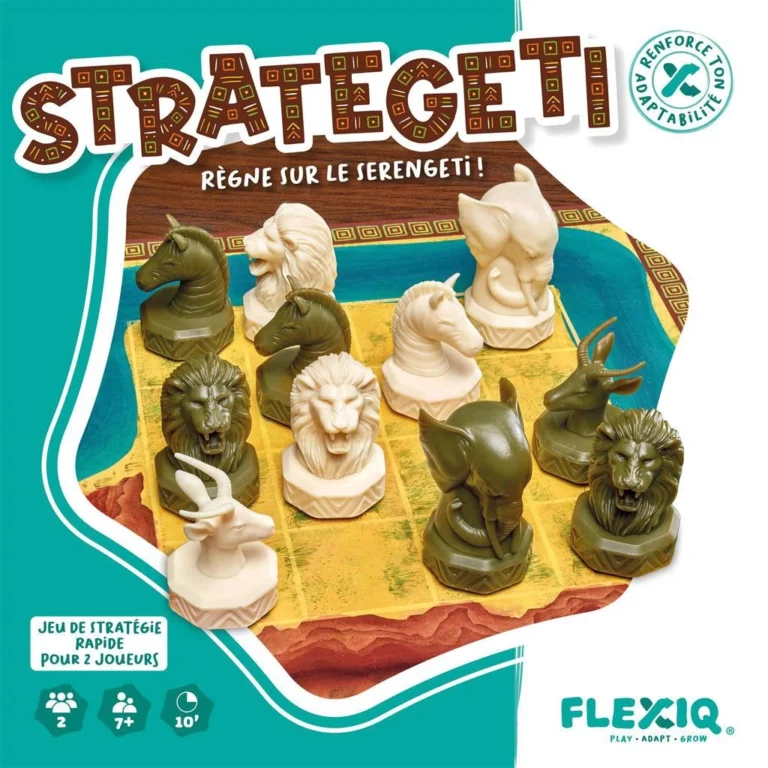 Stratégie jeu échecs pièces animales bois colorées