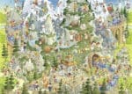 Illustration de paysage montagneux avec centaines de personnages cachés