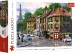 Puzzle 600 pièces scène parisienne vintage avec Tour Eiffel