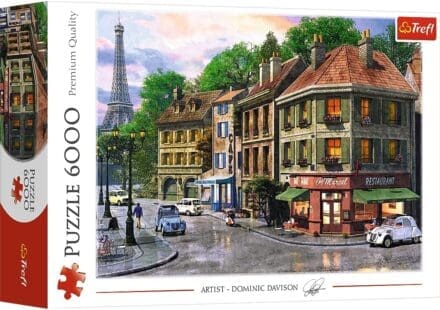Puzzle 600 pièces scène parisienne vintage avec Tour Eiffel