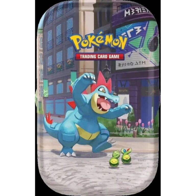 Boîte Pokémon TCG avec Totadou dans rue urbaine