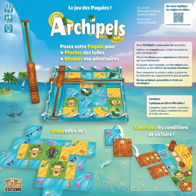 Archipels, jeu de société avec plateau 3D et tuiles colorées