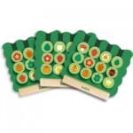 Jeu de mémorisation enfant avec feuilles et jetons colorés