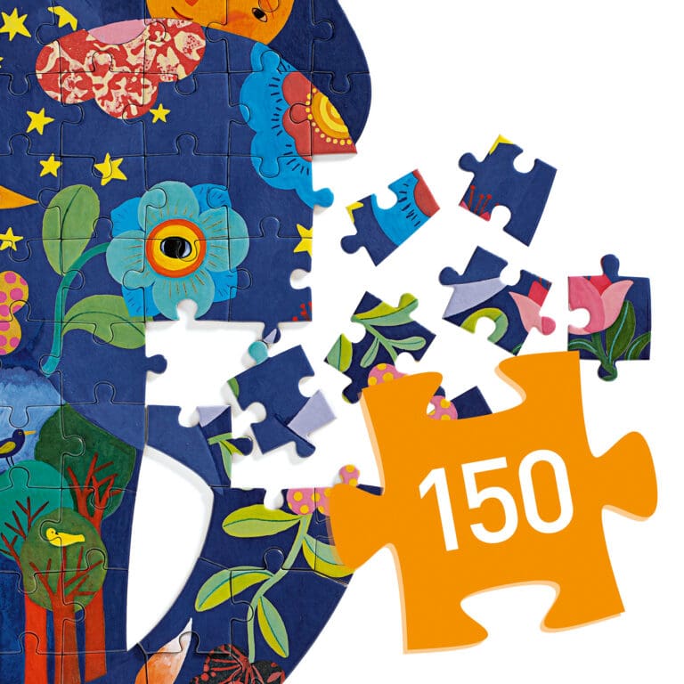 Puzzle enfant 150 pièces avec illustration colorée fleurs étoiles