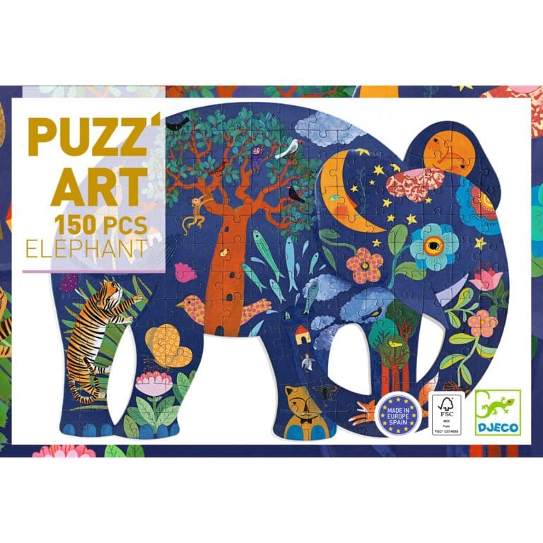 Puzzle art éléphant 150 pièces coloré Djeco