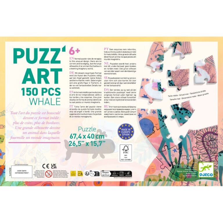 Boîte puzzle art 150 pièces baleine colorée Djeco