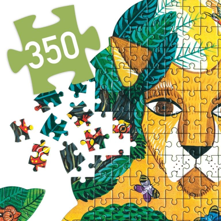 Puzzle 350 pièces avec portrait femme feuilles vertes
