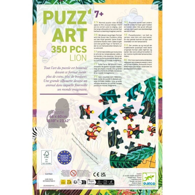 Boîte puzzle art lion 350 pièces coloré tropical enfant