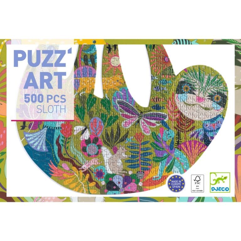 Puzzle art 500 pièces forme paresseux coloré Djeco