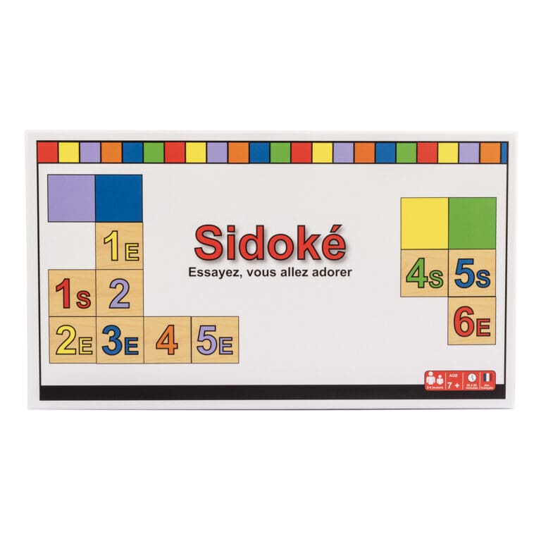 Boîte de jeu Sidoké avec grilles colorées et numéros