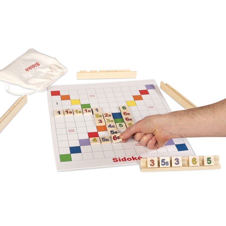 Jeu de Sidoké avec plateau, tuiles numérotées et accessoires