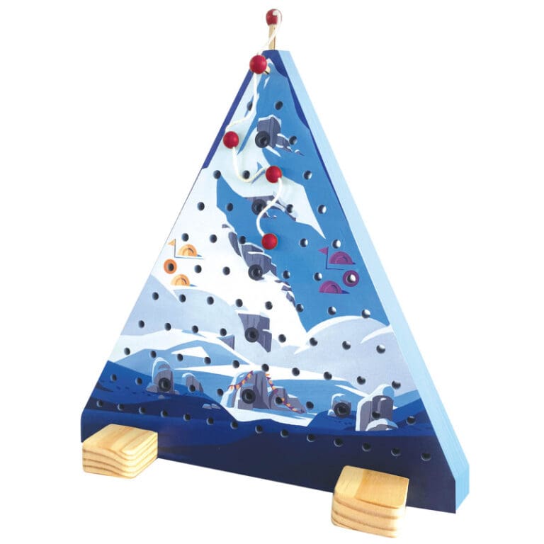 Mur d'escalade triangulaire pour enfants avec prises colorées