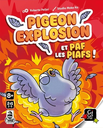 Couverture jeu Pigeon Explosion avec pigeon cartoon explosif